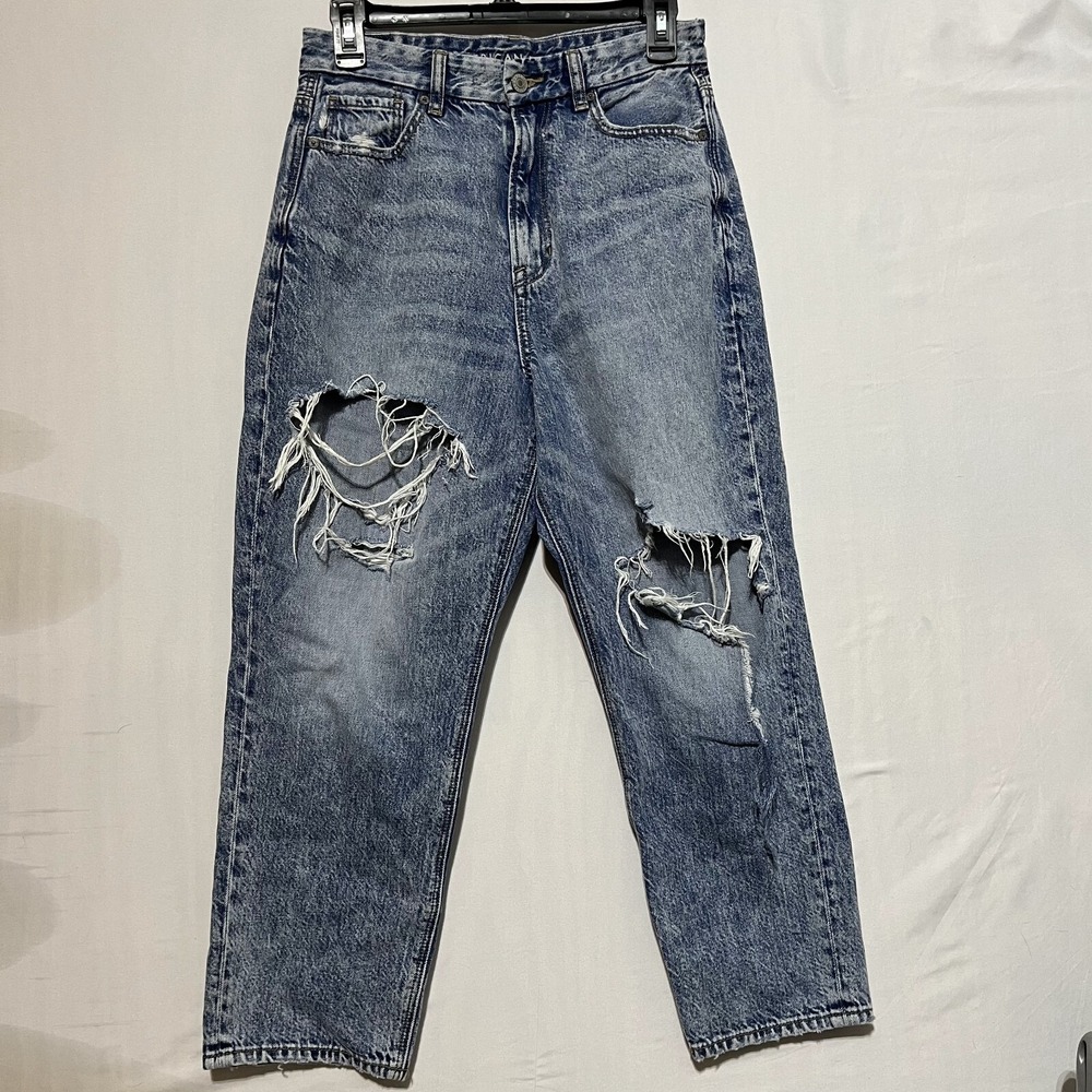 American Eagle Outfitters Curvy Mom Jeans Women's 6 Blue Denim Cotton Distressed